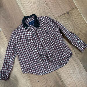 Polo Boys Red and Green Plaid Button-Up Shirt